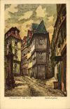 VINTAGE POSTCARD Illustrator Frankfurt amndt Goldhutgasse hand