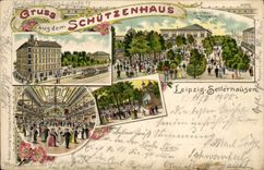 VINTAGE POSTCARD Illustrator Gruss aus Schutzenhaus Leipzig Sellerhauser