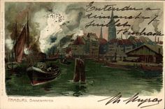 CPA Illustrateur Hamburg Binenhafen Bateaux 