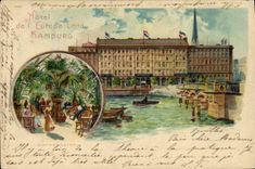 VINTAGE POSTCARD Illustrator Hotel of Hamburg Europe