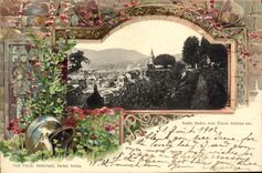 CPA Illustrateur Baden Baden vom Neuen Schloss aus 