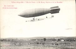VINTAGE POSTCARD Aviation Zeppelin Airship Town of Paris Henry Deutsch of Meurthe