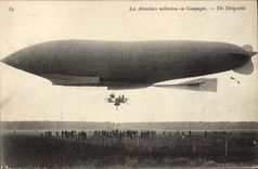 CPA Aviation Zeppelin Dirigeable Aerostiers Militaires en Campagne 