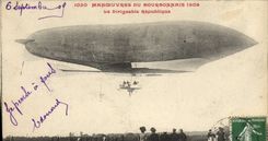 CPA Aviation Zeppelin Dirigeable Manoeuvres du Bourbonnais 1909 Le dirigeable Republique 