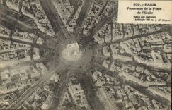 VINTAGE POSTCARD Aviation Zeppelin Airship Panorama of the place of Etoile taken in balloon