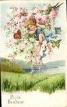 VINTAGE POSTCARD Fantasy Child Butterflies