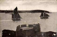 VINTAGE POSTCARD Falmouth Harbor Mouth Boats