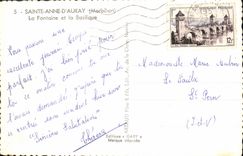 MODERN CARD Sainte Anne d' Auray the fountain and the basilica