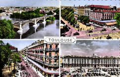 CPM Toulouse La Ville Rose Le Pont St Michel Carrefour Roosevelt Rue d'Alsace Lorraine Facade du Capitole