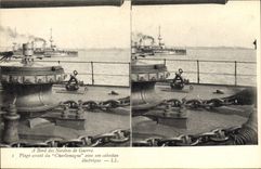 VINTAGE POSTCARD Bateau has edge of the warships Plage before of Charlemagne with its electrical disconnect capstan