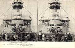 VINTAGE POSTCARD Bateau has edge of the warships Before modern armor with its tops and its footbridge
