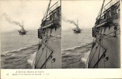 VINTAGE POSTCARD Bateau has edge of the warships Before armor moving