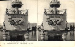 VINTAGE POSTCARD Bateau has late edge of the warships Tourelle of Charlemagne