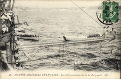 VINTAGE POSTCARD Boat Navy persons on leave and the bathe