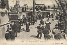 VINTAGE POSTCARD Bateau Sunday has edge the dance