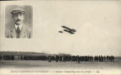 CPA Avion Aviation Ecole nationale d'aviation Aviateur Kimmerling avec un passager 
