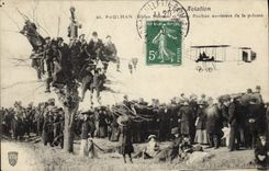 VINTAGE POSTCARD Plane Aviation Lyon Aviation Biplane Paulhan Farman and Mrs. Paulhan with the top of the lawn