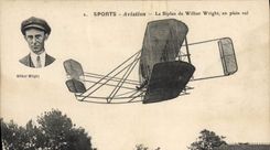 VINTAGE POSTCARD Plane Aviation Biplane of Wilbur Wright in full flight