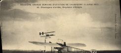VINTAGE POSTCARD Plane Aviation Second Great week of Champagne aviation Olieslagers July 1910 stopped distant Weymann
