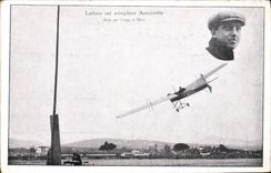 VINTAGE POSTCARD Avion Latham Aviation on Antoinette airplane in a turn has Nice Maison Dony Grenoble