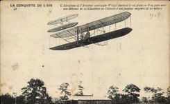 CPA Avion Aviation Aeroplane de l'aviateur Wright pendant le vol plane