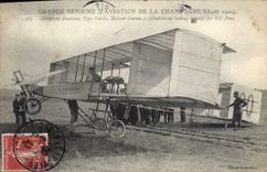 VINTAGE POSTCARD Plane Aviation Great week of aviation of the Champagne August 1909 Close Standard Paulhan Airplane Driving Gnome