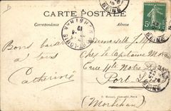 VINTAGE POSTCARD Plane Aviation the count of Lambert on his Wright airplane passing to the top of the Seine Raid Juvisy Eiffel Tower