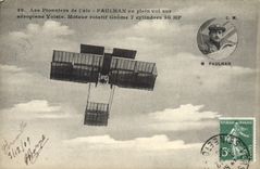 VINTAGE POSTCARD Plane Paulhan Aviation in full flight on Close airplane