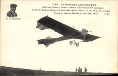 CPA Avion Aviation Monoplan Antoinette pilote par Hubert Latham Moteur Antoinette 
