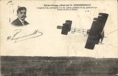 VINTAGE POSTCARD Avion Aviation Goupy Biplane controls by Vergnieault