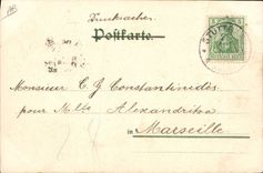 VINTAGE POSTCARD Illustrator Marktplatz Stuttgart