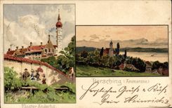 CPA Illustrateur Hersching Ammersee Kloster Andechs 