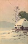 VINTAGE POSTCARD Japanese Japan House (painted with the hand)