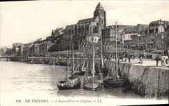 VINTAGE POSTCARD Treport Before Port And the Church Boats