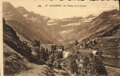 POSTAL Gavarnie de la VENDIMIA el valle y el circo