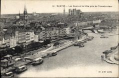 VINTAGE POSTCARD Nantes Quays And the City Taken Of the Transporter