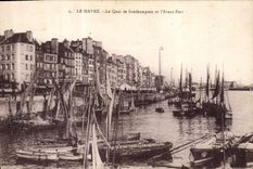 POSTAL Le Havre de la VENDIMIA el Quay de Spnthampton y antes de los barcos portuarios