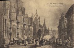 VINTAGE POSTCARD the Gisors Old man Market with the accesses of the church