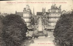 VINTAGE POSTCARD Troyes Avenne of the Station and the Entry of the Street Thiers Seen from top of the new station