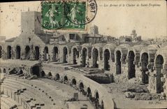 VINTAGE POSTCARD Arles the arena and the bell-tower of TRophime Saint