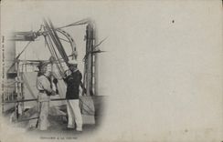 CPA Bateau Officier a la meche 