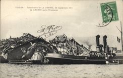 CPA Bateau Catastrophe du cuirasse Liberte La liberte apres l'explosion