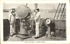 VINTAGE POSTCARD Life Boat in the navy The searchlight
