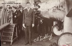 VINTAGE POSTCARD Plane Aviation CA Lindbergh Crossed from the Atlantic 20 May 21st, 1927