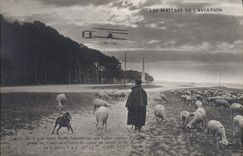 CPA Avion Aviation Roger Sommer sur son biplan Farman Moutons Camp de Chalons