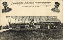 VINTAGE POSTCARD Plane Aviation Biplane of the brothers Albert and Emile Driving Labranche Bonnet Antoinette