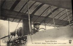 CPA Avion Aviation Lyon Aviation Metrot Biplan Voisin Au depart avant sa chute