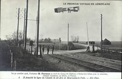 VINTAGE POSTCARD Avion Aviation First travels by airplane H Farman goes to the camp Trawl-nets has Rheims Mourmelon the Small one