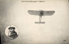 VINTAGE POSTCARD Plane Aviation molon on Bleriot monoplane
