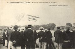 VINTAGE POSTCARD Plane Aviation Marseilles Aviation sensational Descent of Fischer